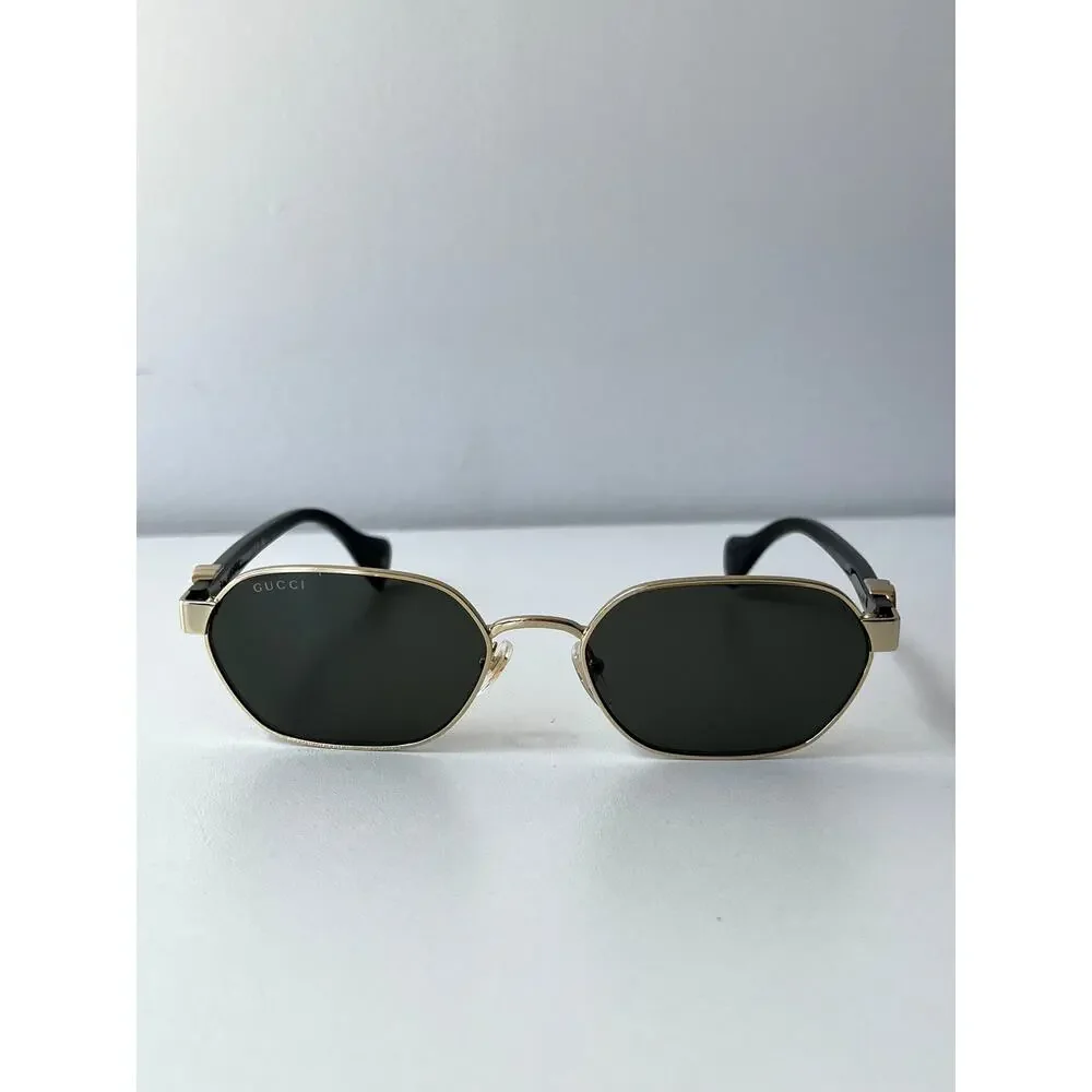 NEW Gucci GG1593S Gold Dark Grey Metal Sunglasses